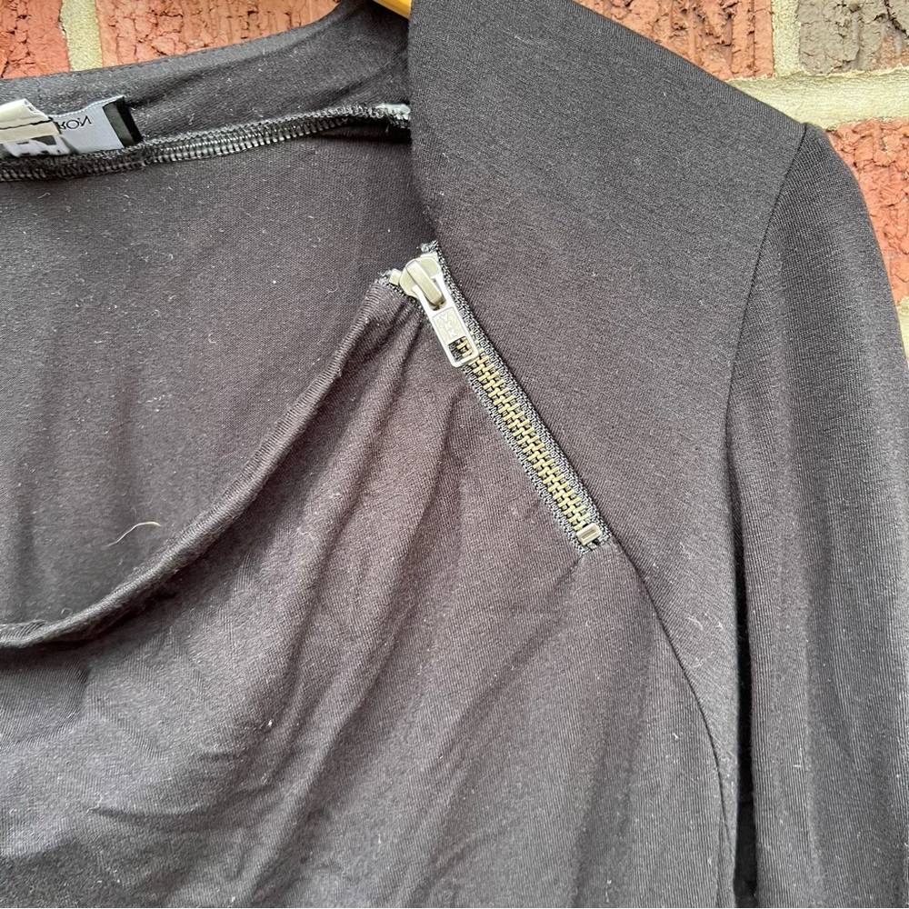 Seth Aaron Black and 2 Zipper Long Sleeve Cowl Neck Top - Picture 3 of 4